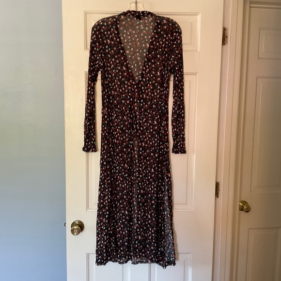 Lisa Bayne Kimono Duster Cardigan Black Geo Sheer Tie Front S Lagenlook Artsy - Picture 6 of 8